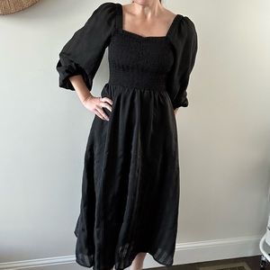 Madewell Lucie Smocked Puff Sleeve Midi Dress